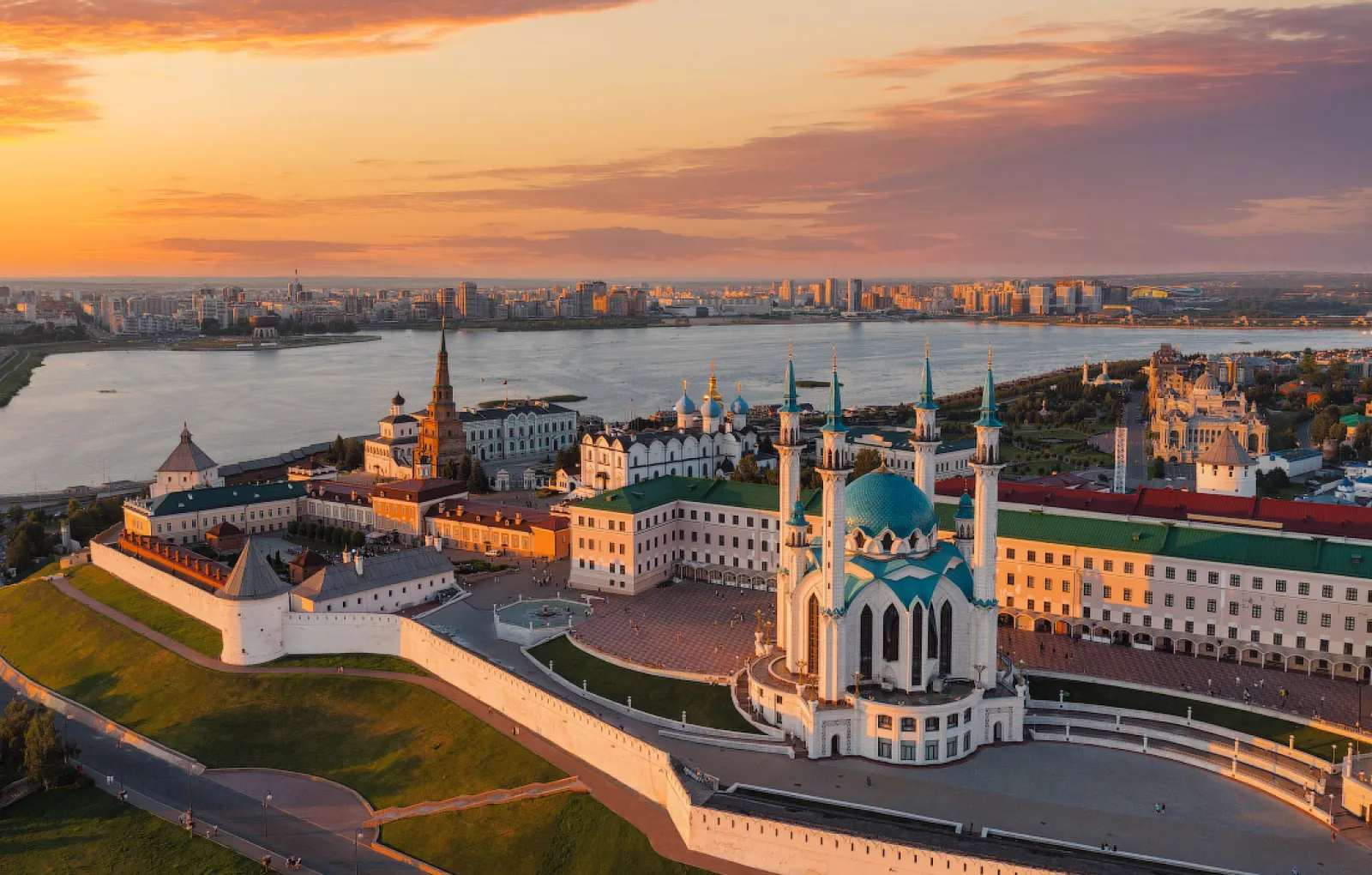 Birds eye view of the Kazan Kremlin on the embankment